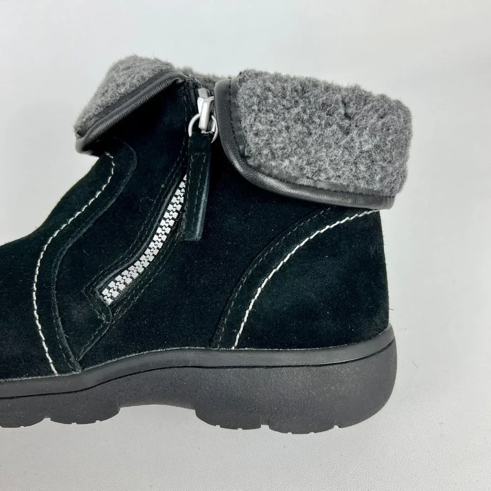 Khombu Womens Black Waterproof Shearling Lined Zip Winter Ankle Boots size 8
